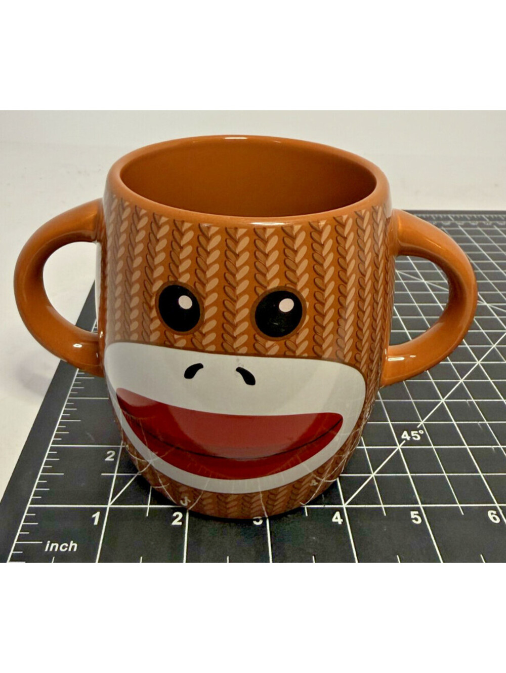 Galerie Sock Monkey 12 oz Ceramic Coffee Or Cocoa Mug With 2 Handles